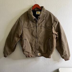 Vintage 1990s Carhartt JQ2082 Santa Fe Jacket Brown USA XL Distressed